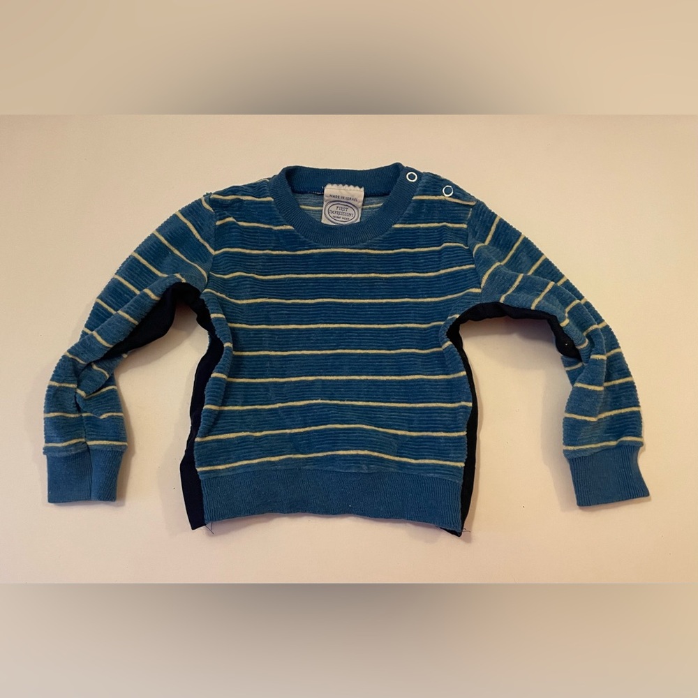 Vintage 90s First Impressions Blue and Yellow Striped Sweater